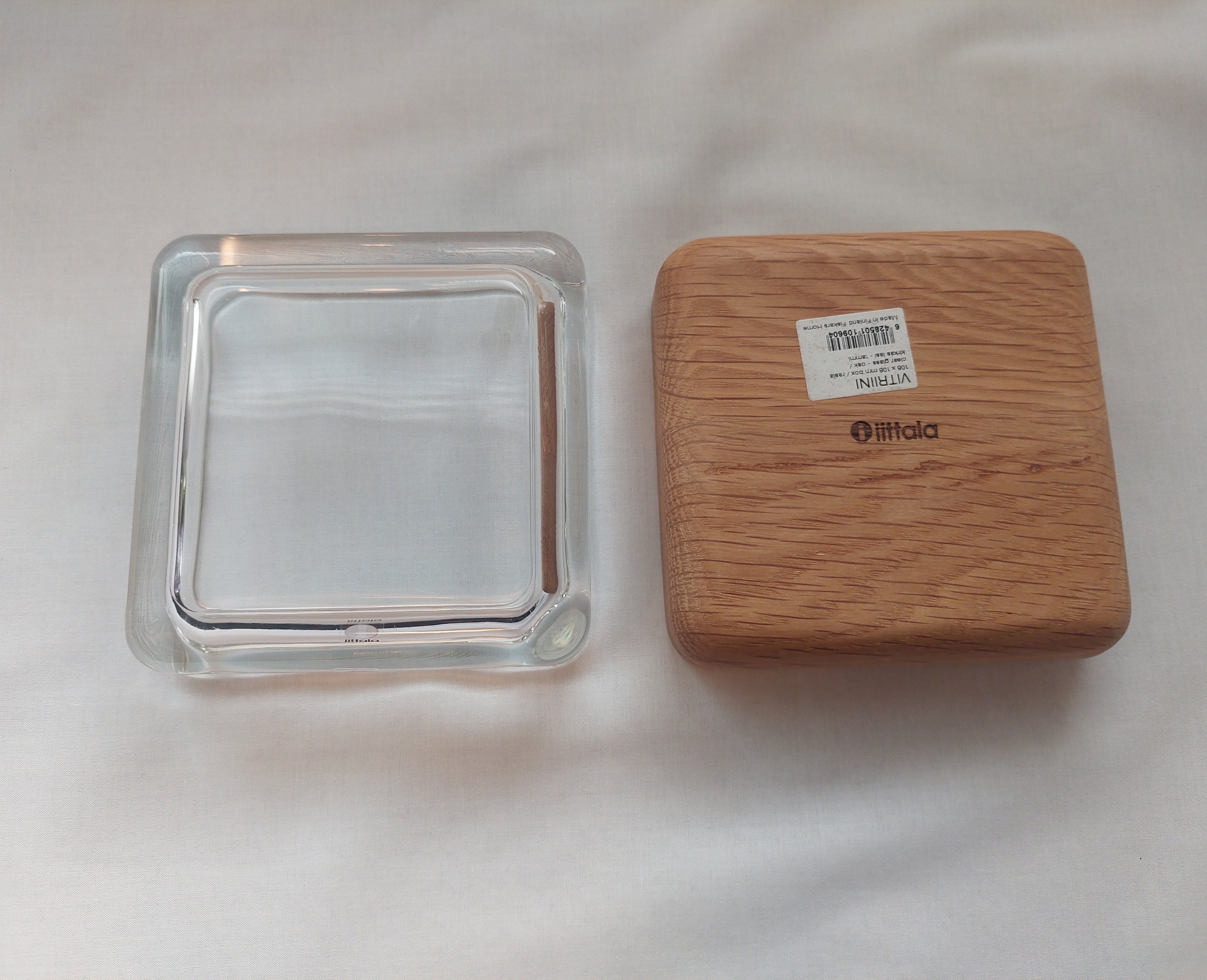 Clear/oak Iittala Vitriini -box 108x108mm